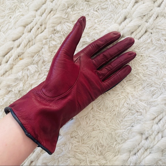 VINTAGE ANNE KLEIN Red Leather Gloves, Sz S - Picture 9 of 9